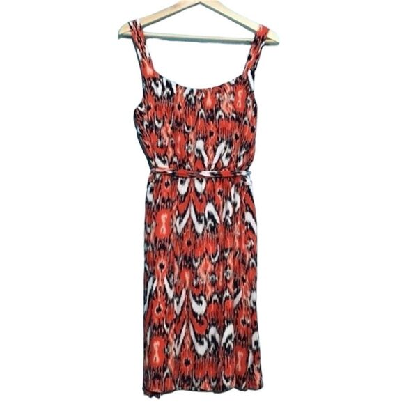 BANANA REPUBLIC BOHO WESTERN CORAL BELTED TIE DYE DRESS SZ 10 - Picture 4 of 8